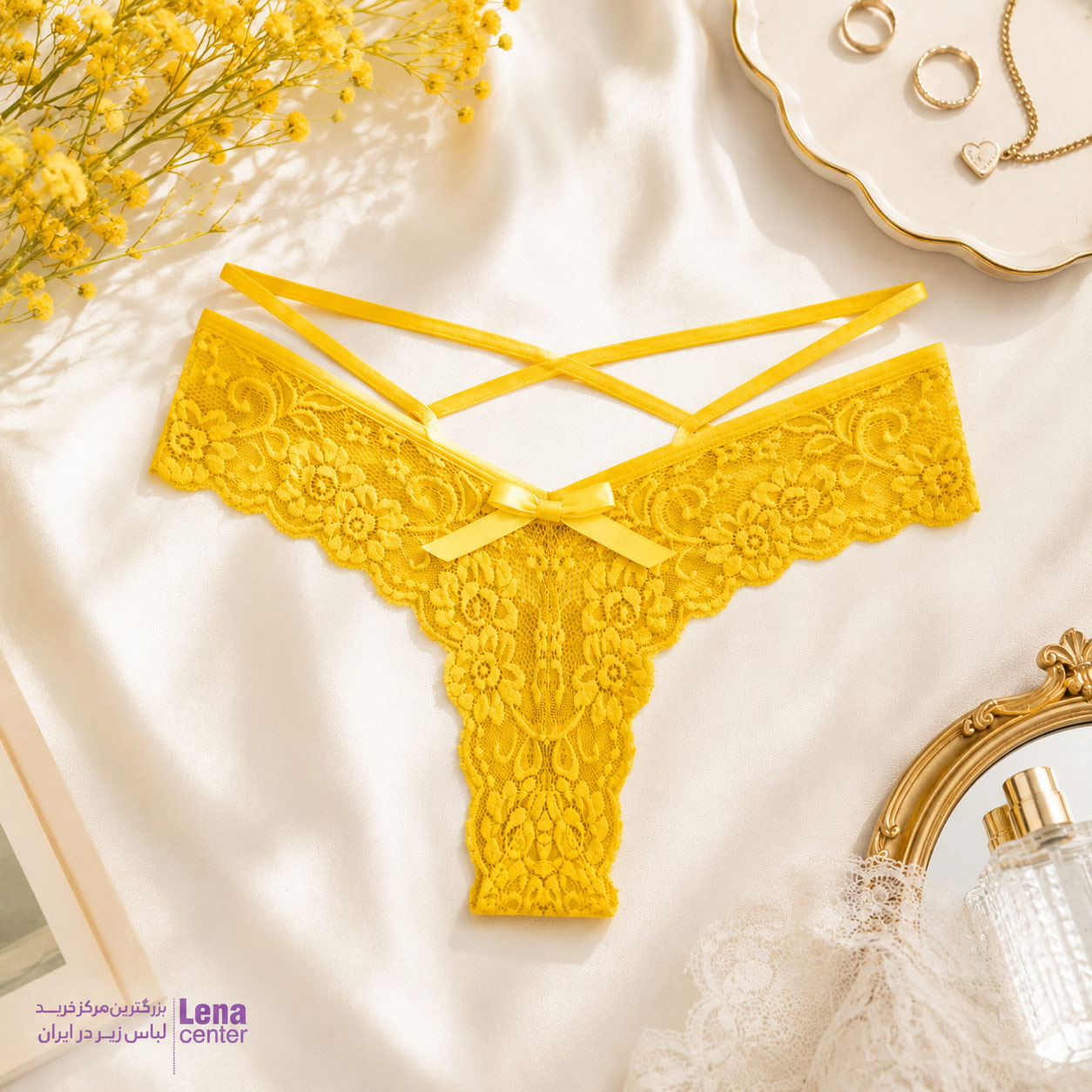 لناسنتر شورت زنانه برزیلی تور کش کمر ضربدری