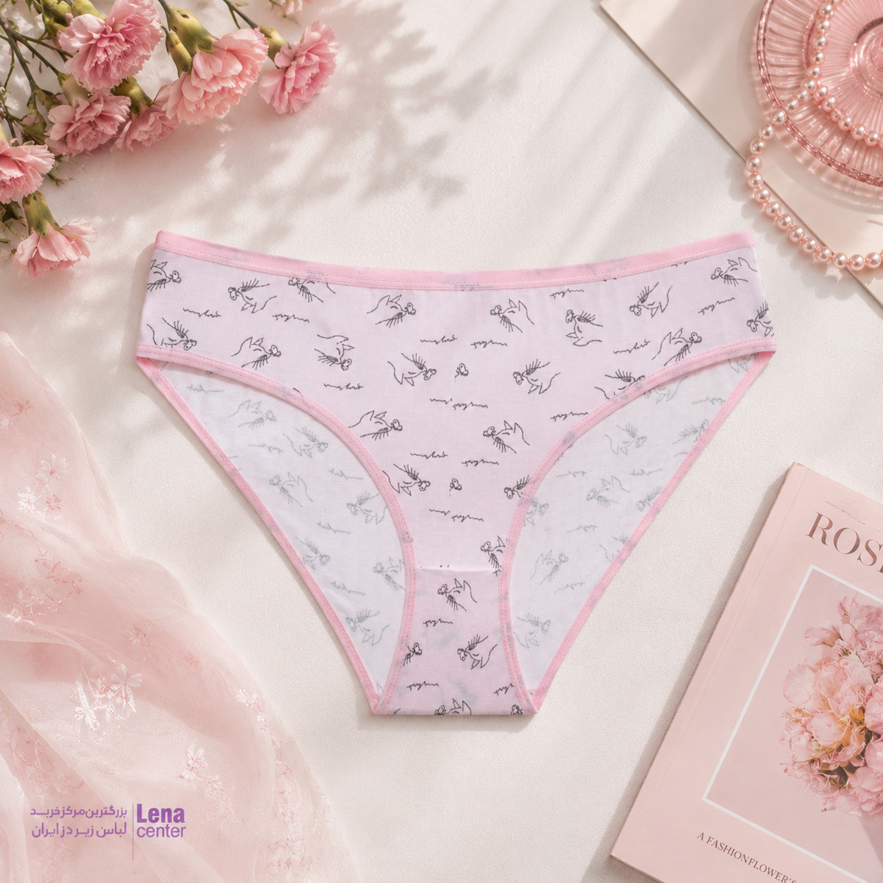 لناسنتر شورت زنانه پنبه ای طرح گربه