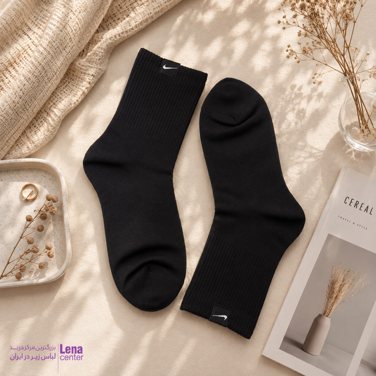 جوراب اسپرت نیم ساق آدیداس و نایک مشکی مناسب استفاده روزمره و ورزشی