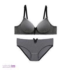 ست شورت و سوتین ابری با طراحی فانتزی و پارچه چهارخونه لطیف نمای جلو