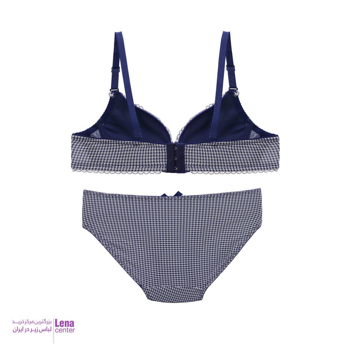 ست شورت و سوتین ابری با طراحی فانتزی و پارچه چهارخونه لطیف نمای پشت