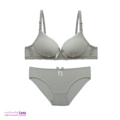 ست شورت و سوتین ابری با طراحی فانتزی و پارچه چهارخونه لطیف نمای جلو