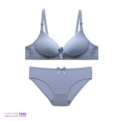 ست شورت و سوتین ابری با طراحی فانتزی و پارچه چهارخونه لطیف نمای جلو