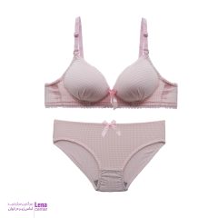 ست شورت و سوتین ابری با طراحی فانتزی و پارچه چهارخونه لطیف نمای جلو