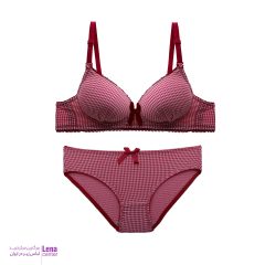 ست شورت و سوتین ابری با طراحی فانتزی و پارچه چهارخونه لطیف نمای جلو