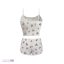 ست تاپ و شورتک کبریتی زنانه سفید با طرح بندی نمای پشت