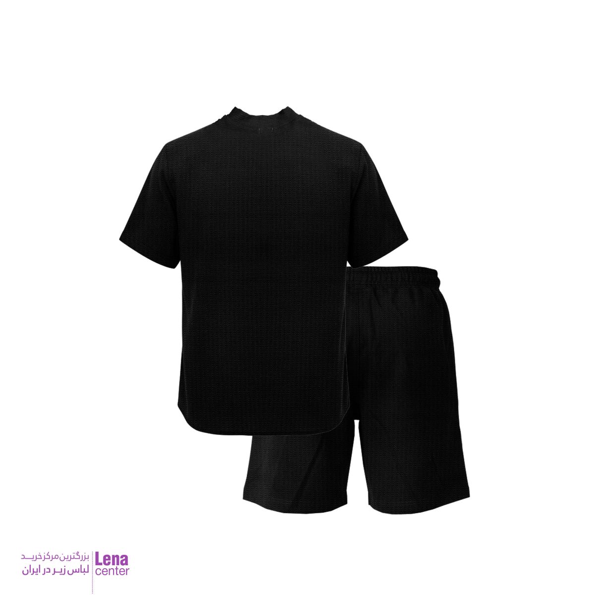 ست لباس راحتی مردانه تیشرت و شلوارک با پارچه بیسکوییتی نمای پشت