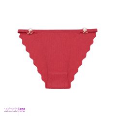 شورت زنانه لیزری کبریتی با لبه دالبری و اکسسوری طلایی شیک نمای جلو